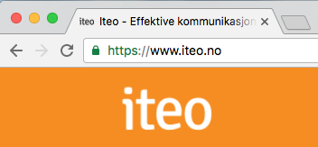 Adresselinja på Iteo.no etter kryptering med grønn hengelås